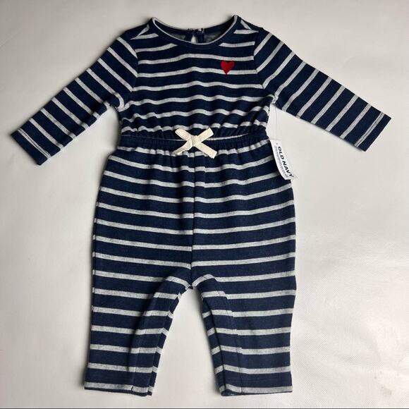 Old Navy Cozy Knit Stripe Printed Baby Jumpsuit Sz 0-3M - Picture 1 of 8
